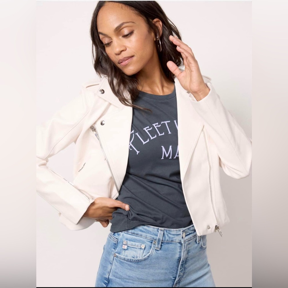 Blancnyc faux leather moto jacket. White. XS. NWT.